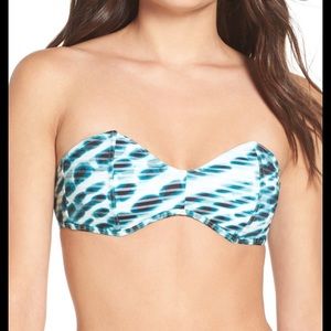 RVCA Swayed Print Bandeau Bikini Top Size Medium